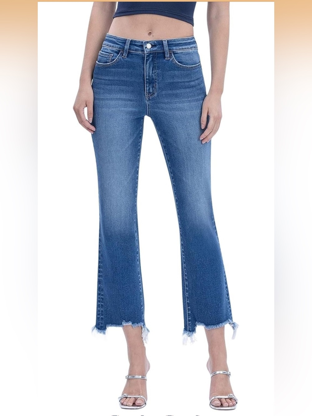 VERVET Women's Bella High Rise Frayed Hem Kick Flare Leg jeans 29